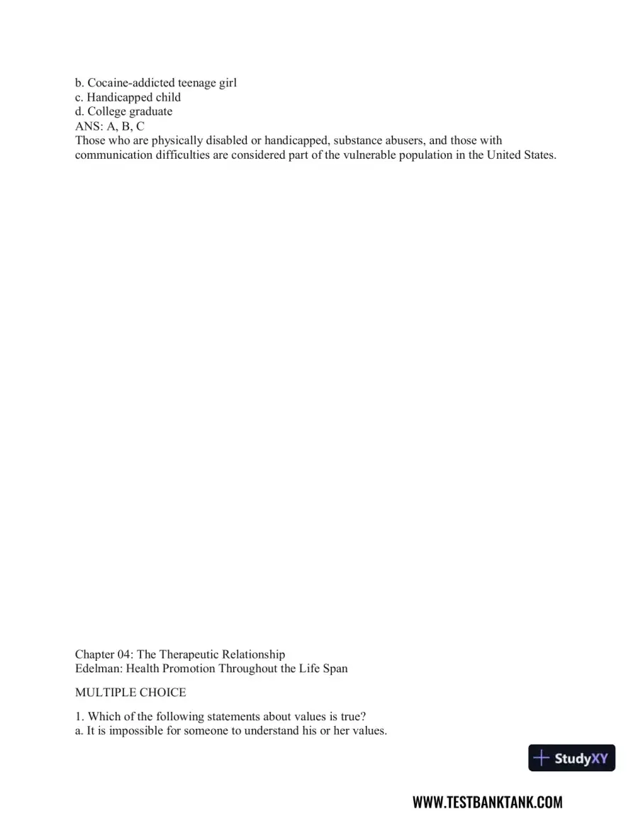 Health Promotion Throughout the Life Span 9th Edition Test Bank, page 20