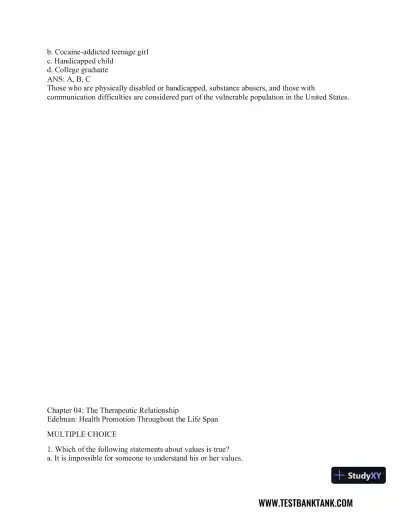 Health Promotion Throughout the Life Span 9th Edition Test Bank - Page 20 preview image