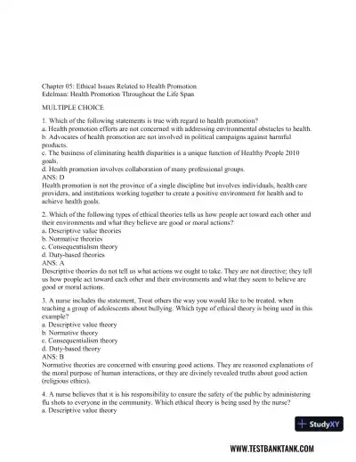 Health Promotion Throughout the Life Span 9th Edition Test Bank - Page 26 preview image