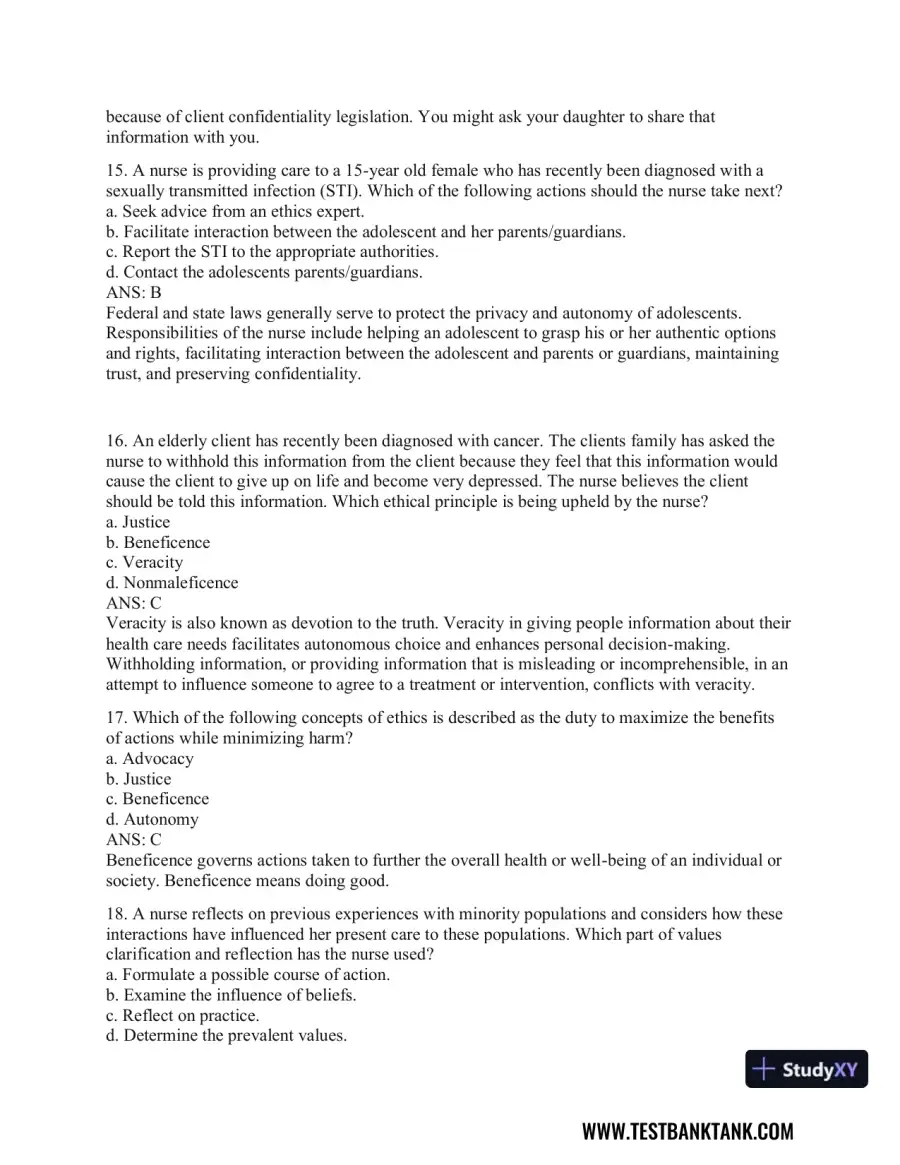 Health Promotion Throughout the Life Span 9th Edition Test Bank, page 30