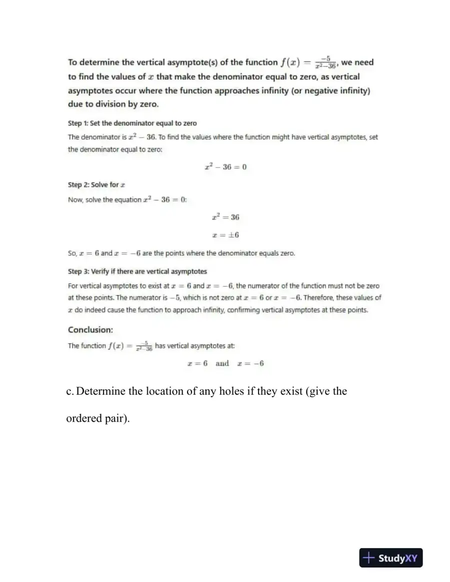 Analysis and Graphing of Rational Functions, page 4