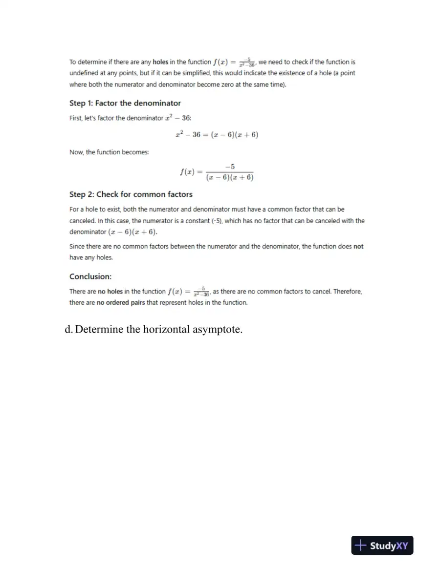 Analysis and Graphing of Rational Functions, page 5