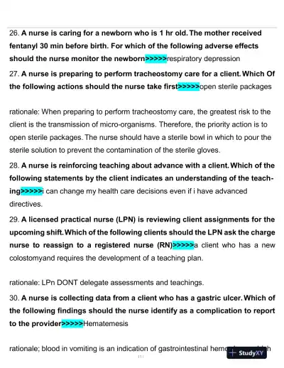2020 PN Clinical Analysis Comprehensive Practice Exam With Answers (150 Solved Questions) - Page 12 preview image