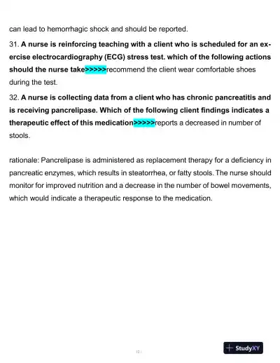 2020 PN Clinical Analysis Comprehensive Practice Exam With Answers (150 Solved Questions) - Page 13 preview image