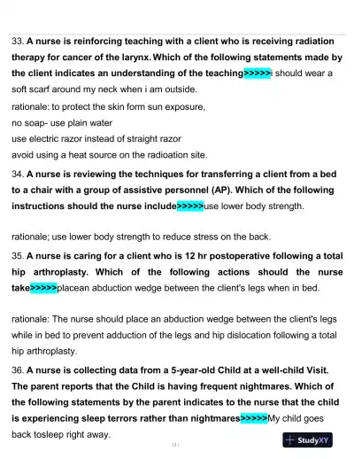 2020 PN Clinical Analysis Comprehensive Practice Exam With Answers (150 Solved Questions) - Page 14 preview image