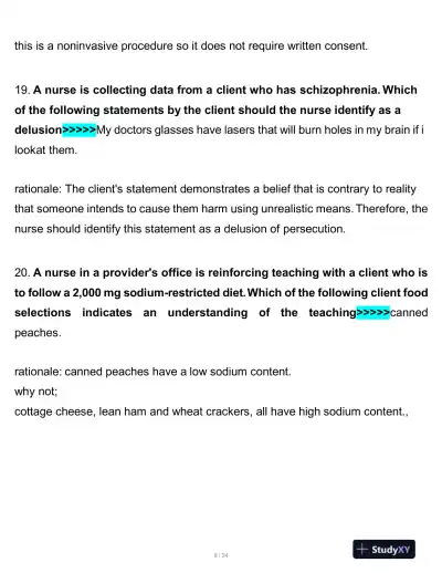 2020 PN Clinical Analysis Comprehensive Practice Exam With Answers (150 Solved Questions) - Page 9 preview image