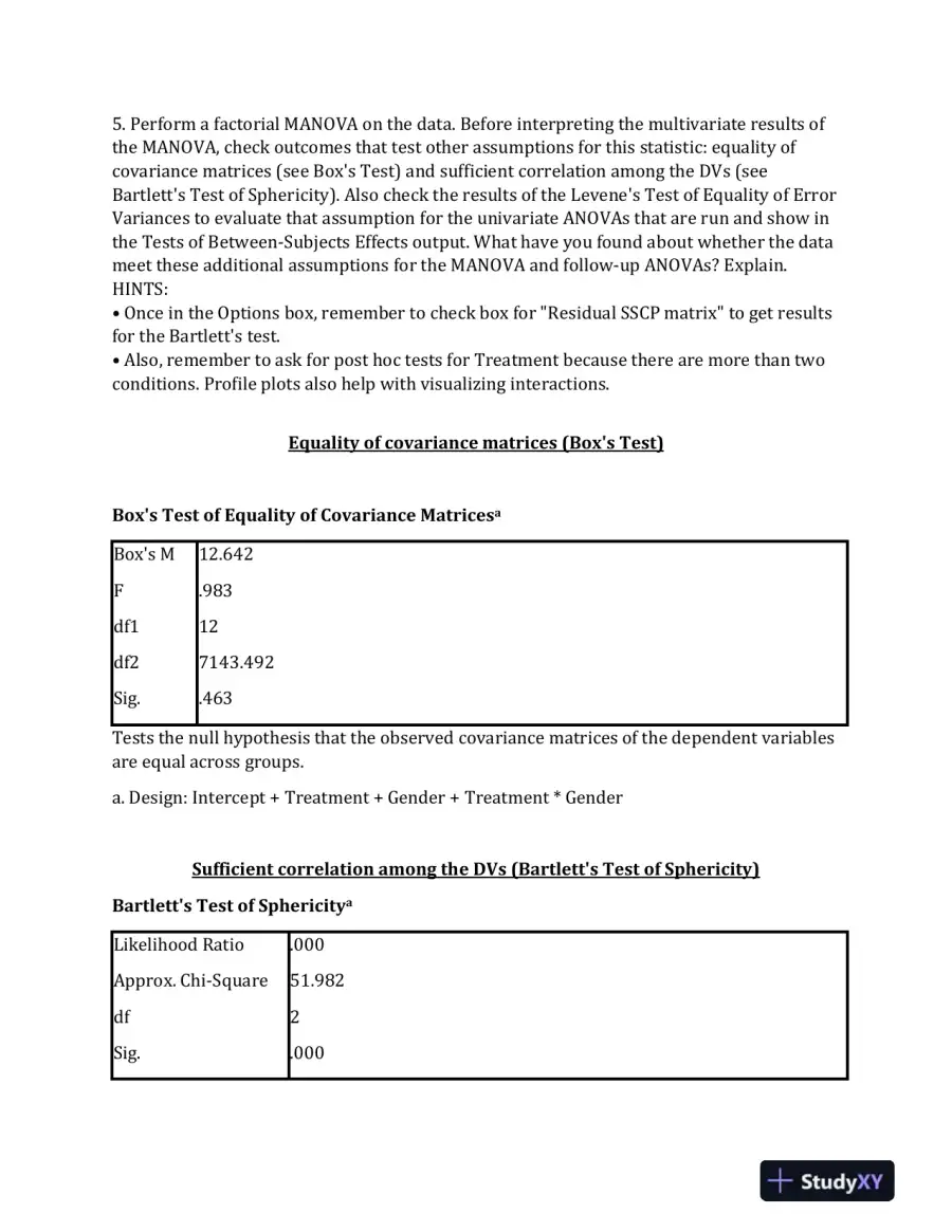 Statistical Analysis of Treatment and Gender Effects on Emotion and Worry: A Two-Way Factorial MANOVA, page 6