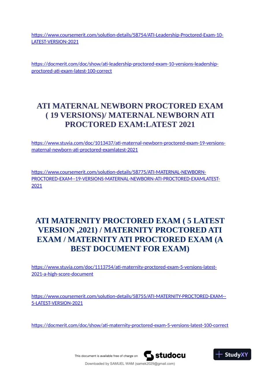 2019 ATI Mental Health Proctored Exam with Answers (61 Solved Questions), page 8