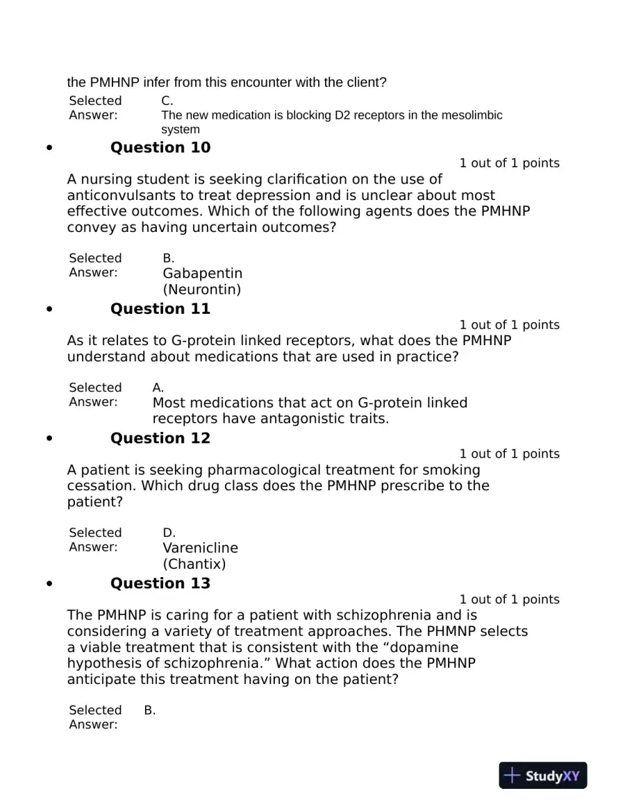 2021 NURS6630 Walden University Psychopharmacologic Midterm Exam With Answers (76 Solved Questions), page 4