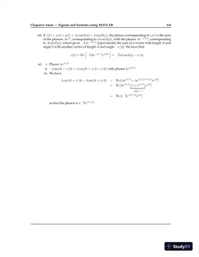 Solution Manual for Signals and Systems using MATLAB , 3rd Edition - Page 10 preview image