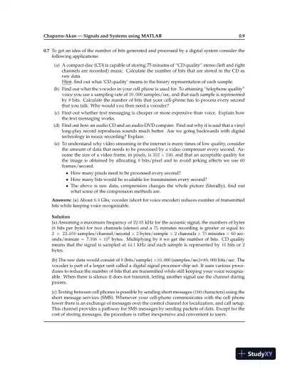 Solution Manual for Signals and Systems using MATLAB , 3rd Edition - Page 11 preview image