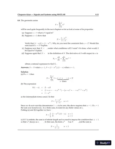 Solution Manual for Signals and Systems using MATLAB , 3rd Edition - Page 13 preview image
