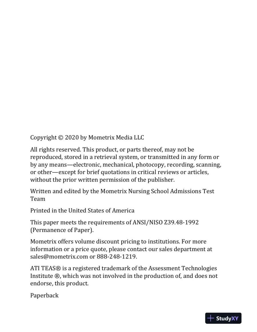 ATI TEAS Practice Questions: Two TEAS 6 Practice Tests, Sixth Edition (2019), page 6