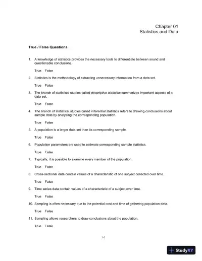 Essentials of Business Statistics: Communicating With Numbers 1st Edition Test Bank - Page 1 preview image