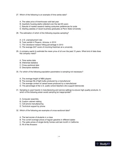 Essentials of Business Statistics: Communicating With Numbers 1st Edition Test Bank - Page 5 preview image