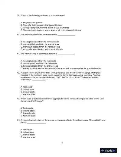 Essentials of Business Statistics: Communicating With Numbers 1st Edition Test Bank - Page 7 preview image