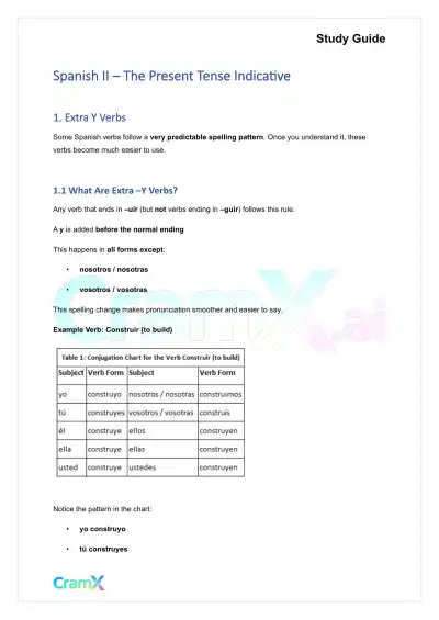 Spanish II - The Present Tense Indicative - Page 1 preview image