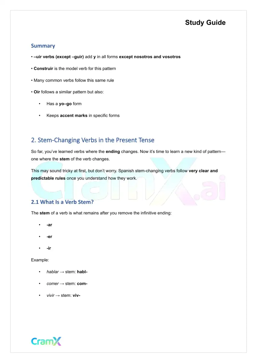 Spanish II - The Present Tense Indicative, page 4