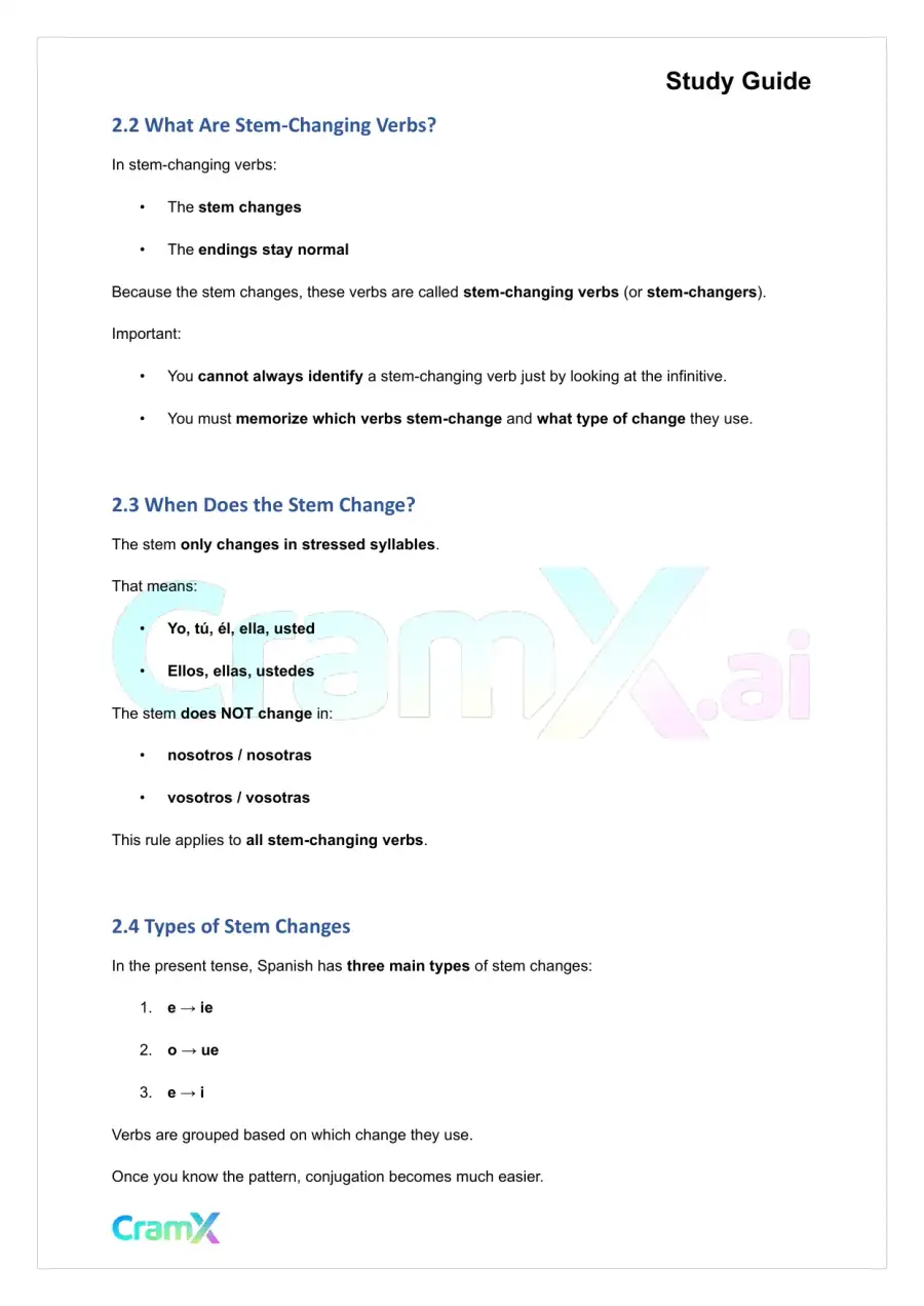 Spanish II - The Present Tense Indicative, page 5