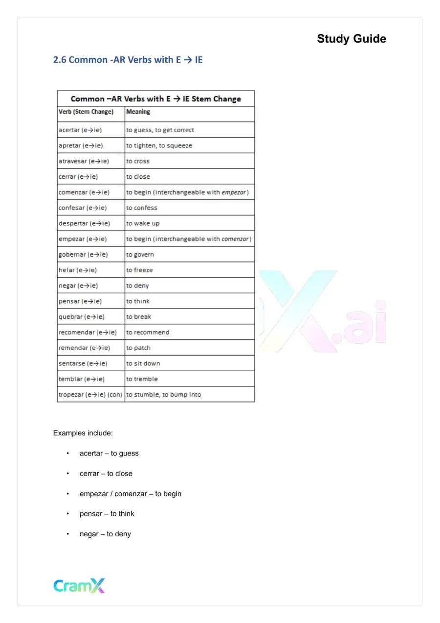 Spanish II - The Present Tense Indicative, page 7
