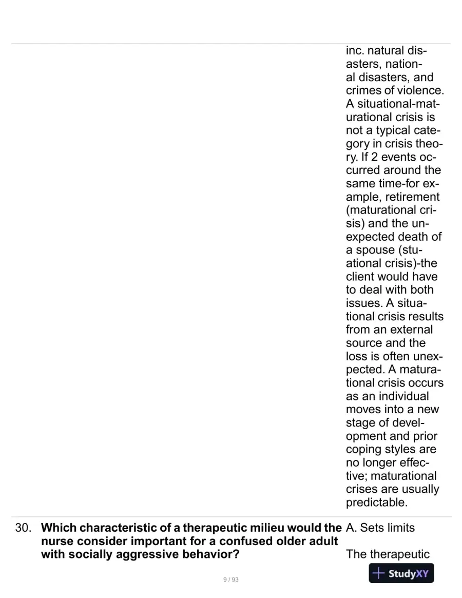 HESI Mental Health Practice Exam With Answers (229 Solved Questions), page 10