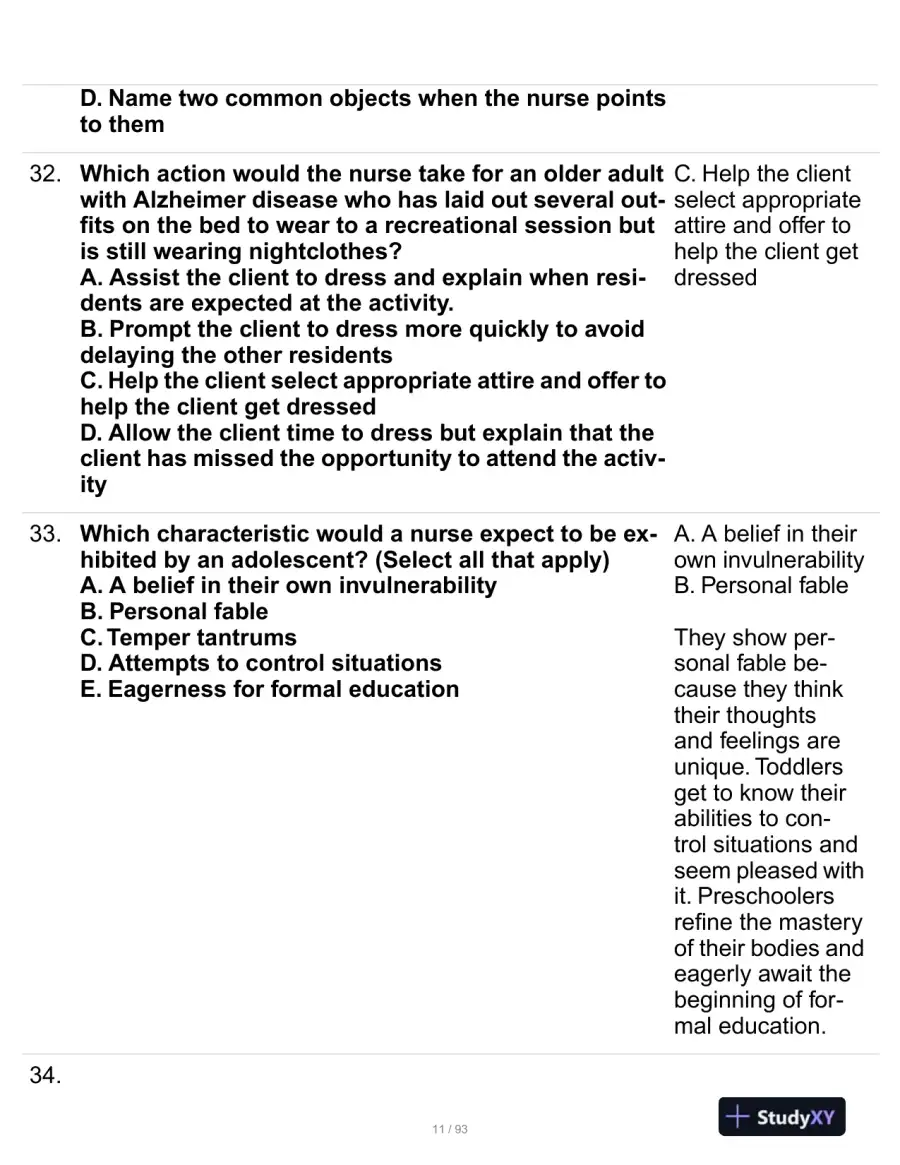 HESI Mental Health Practice Exam With Answers (229 Solved Questions), page 12
