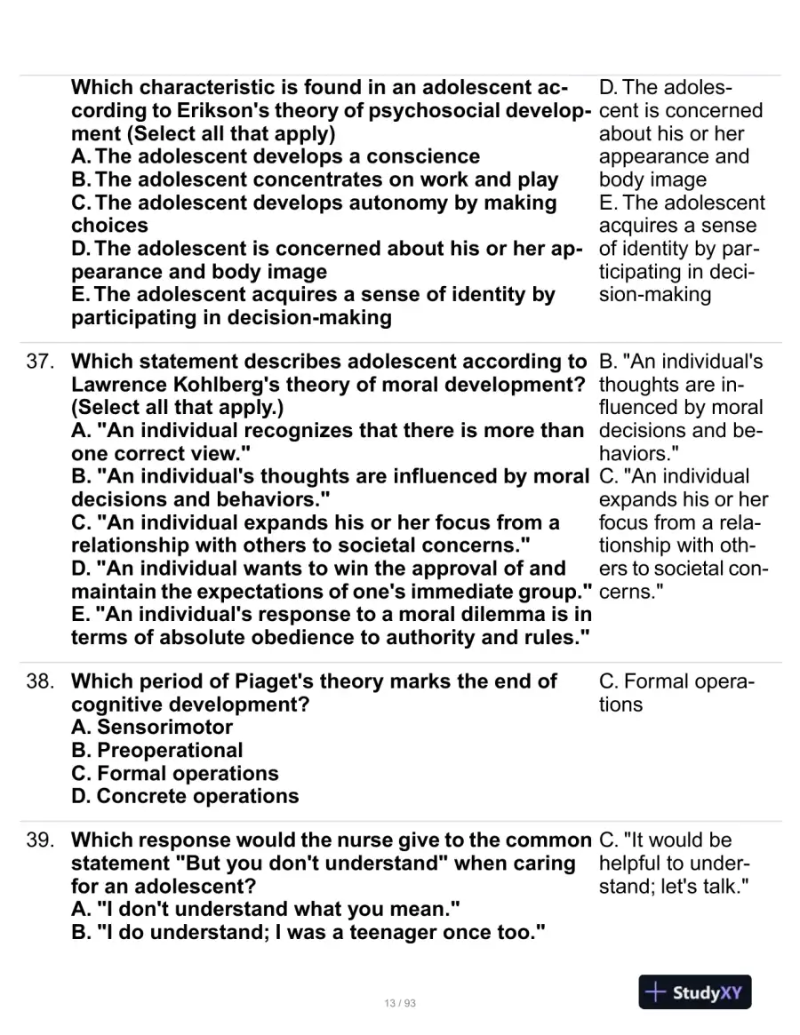 HESI Mental Health Practice Exam With Answers (229 Solved Questions), page 14