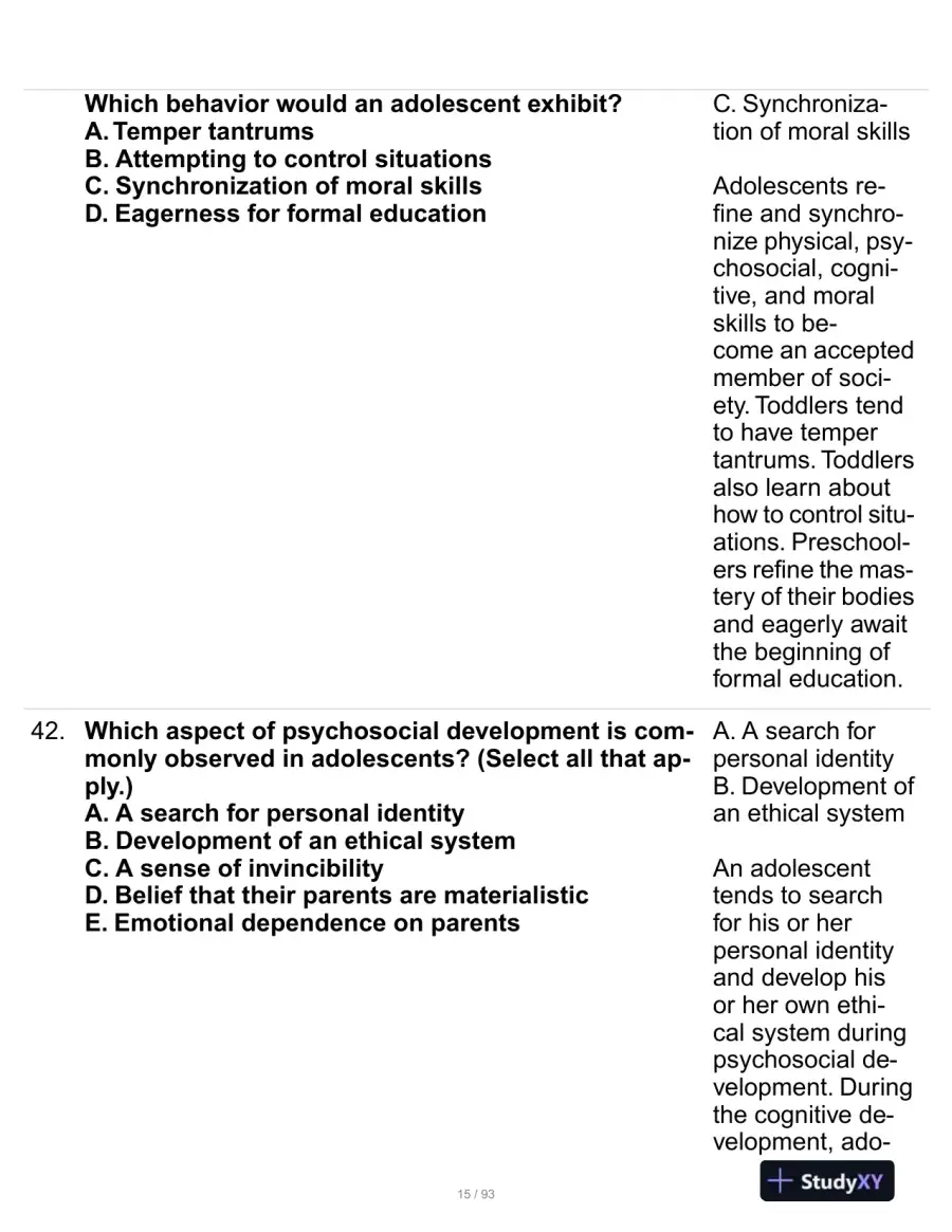 HESI Mental Health Practice Exam With Answers (229 Solved Questions), page 16