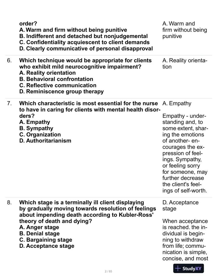 HESI Mental Health Practice Exam With Answers (229 Solved Questions), page 3