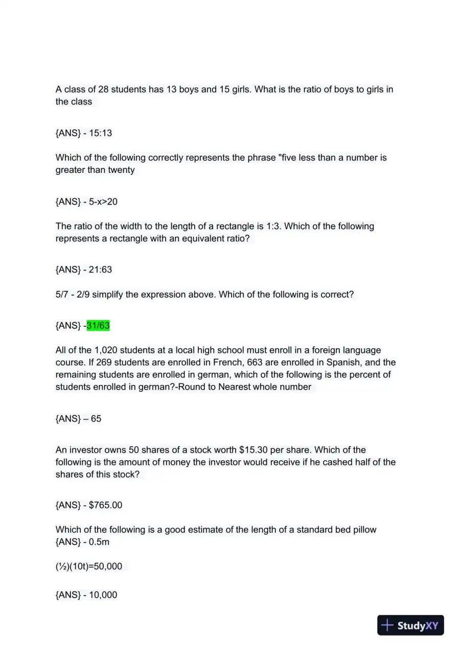 ATI Math Prep Teas Exam with Answers (50 Solved Questions), page 3