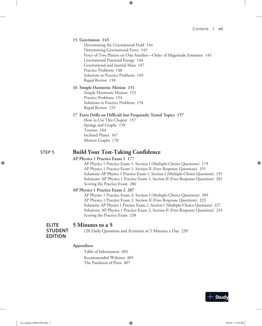 AP Physics 1 algebra based elite student edition (2024), page 11