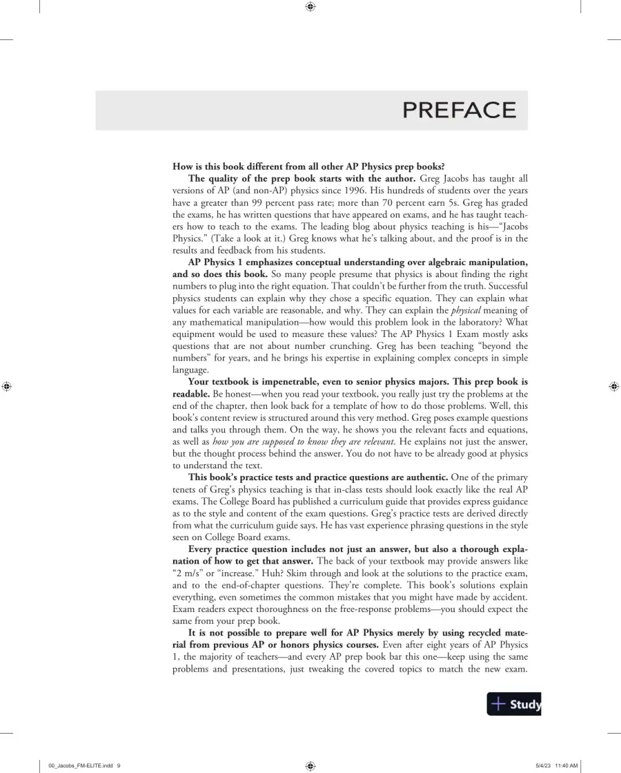 AP Physics 1 algebra based elite student edition (2024), page 13