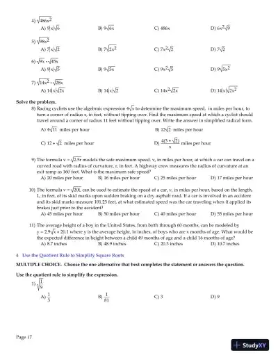 Test Bank for College Algebra Essentials, 5th Edition - Page 18 preview image
