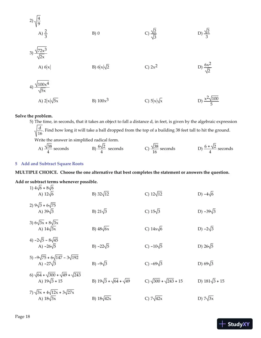 Test Bank for College Algebra Essentials, 5th Edition, page 19
