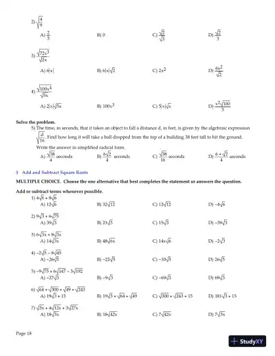 Test Bank for College Algebra Essentials, 5th Edition - Page 19 preview image