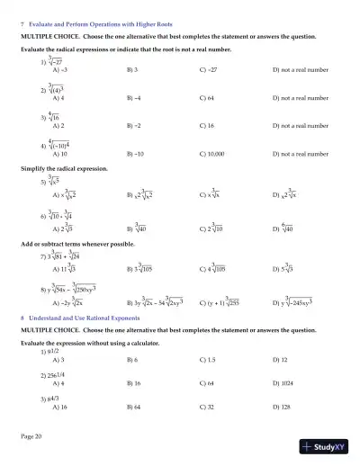 Test Bank for College Algebra Essentials, 5th Edition - Page 21 preview image