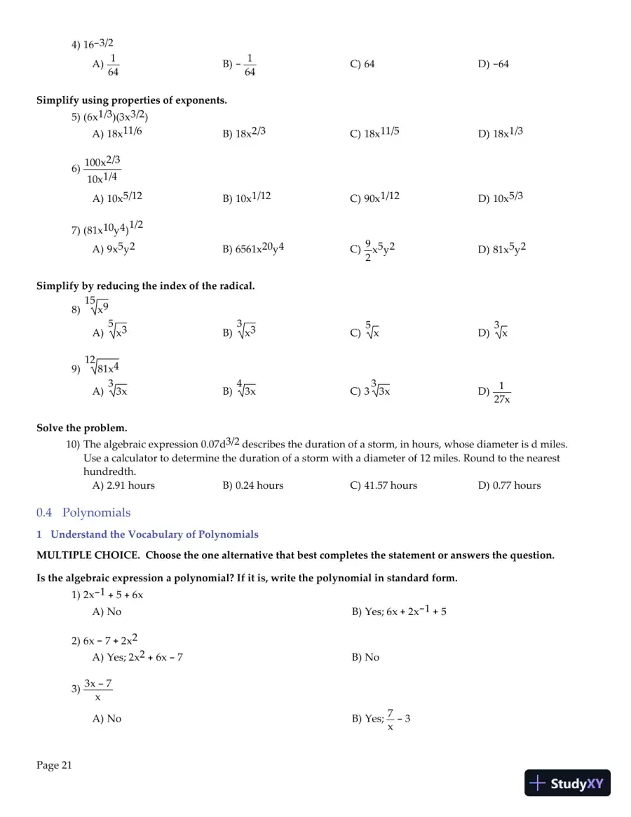 Test Bank for College Algebra Essentials, 5th Edition, page 22