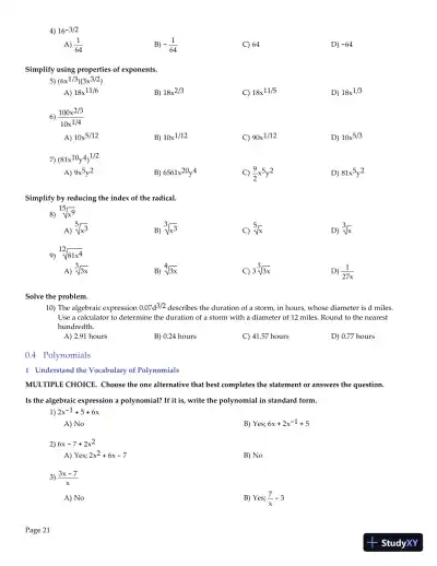 Test Bank for College Algebra Essentials, 5th Edition - Page 22 preview image