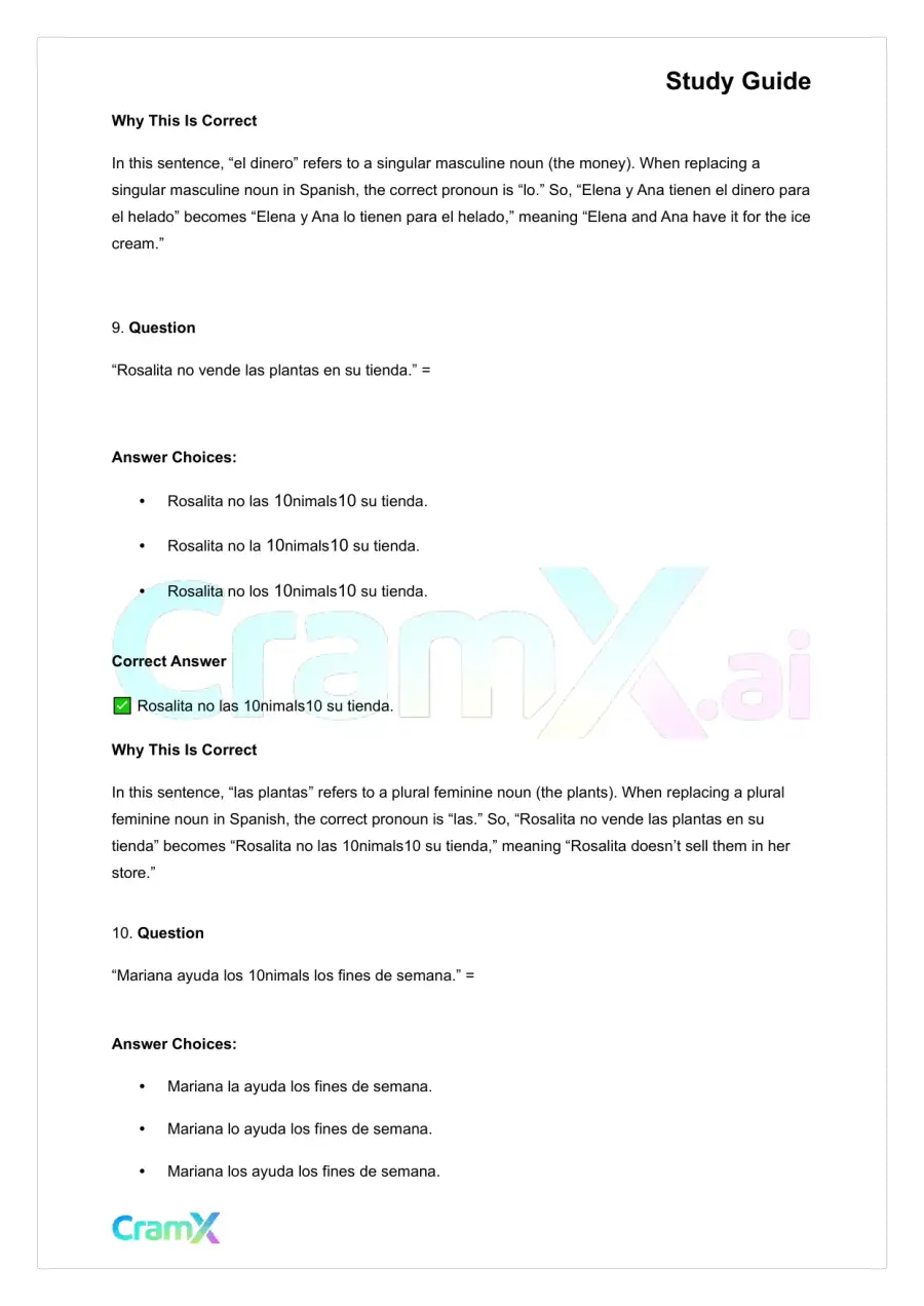 Spanish I - Direct and Indirect Object Pronouns, page 10