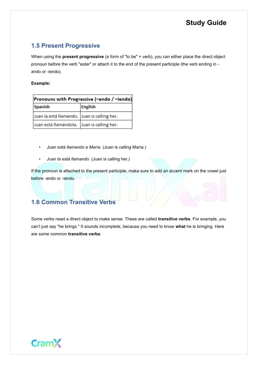 Spanish I - Direct and Indirect Object Pronouns, page 4
