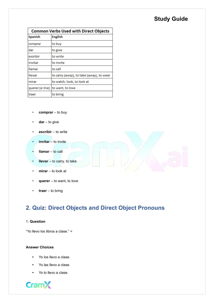Spanish I - Direct and Indirect Object Pronouns, page 5