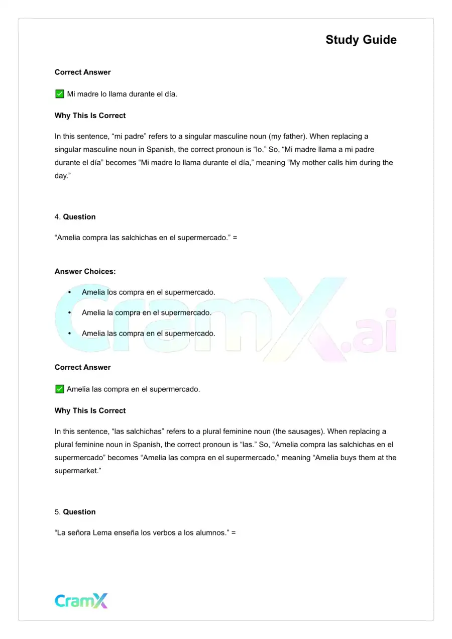 Spanish I - Direct and Indirect Object Pronouns, page 7