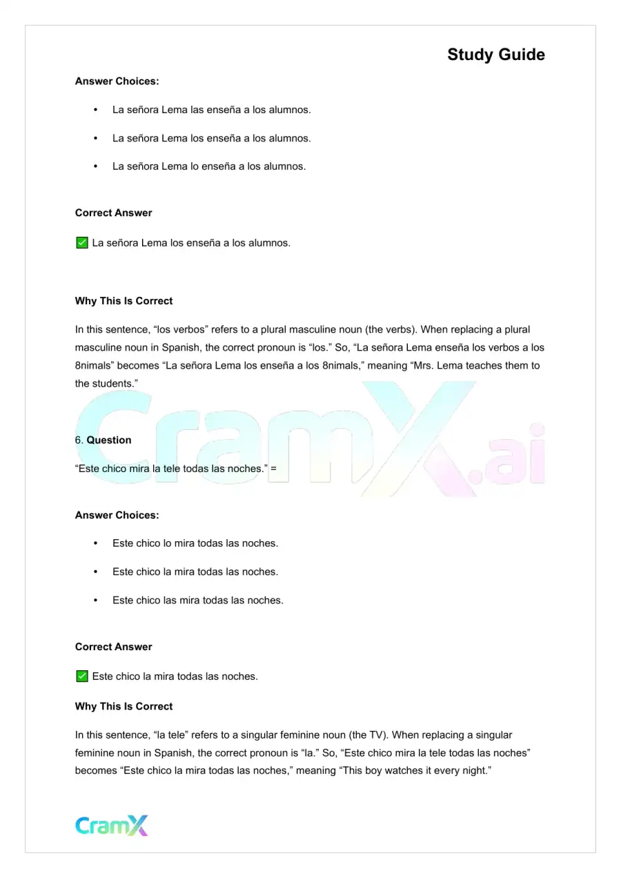 Spanish I - Direct and Indirect Object Pronouns, page 8