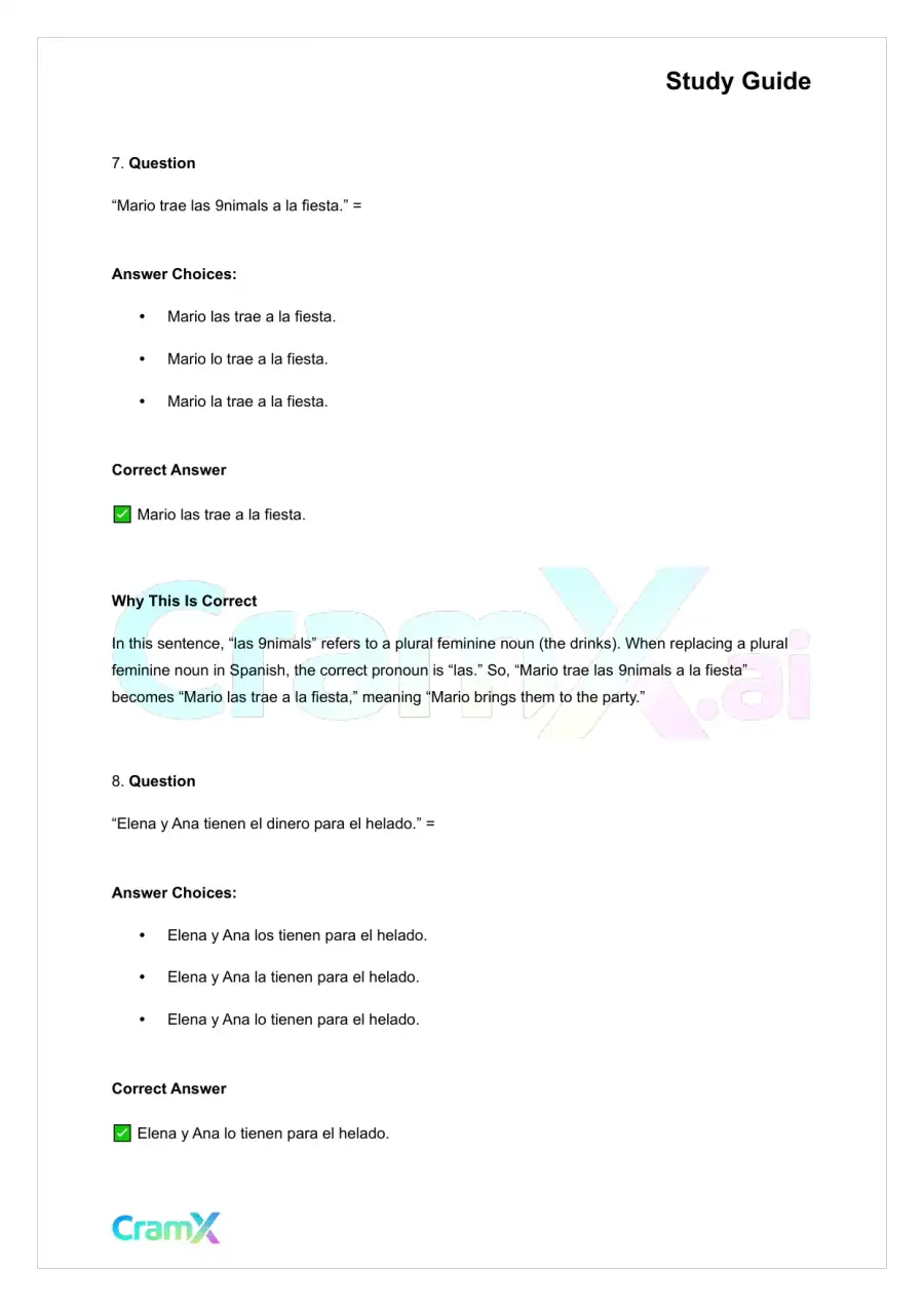 Spanish I - Direct and Indirect Object Pronouns, page 9