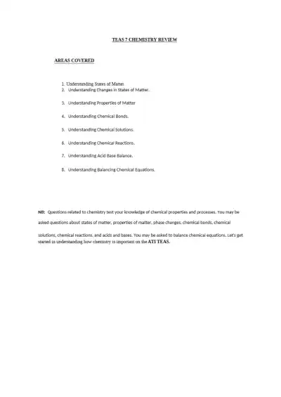 TEAS 7 Chemistry Review - Page 1 preview image