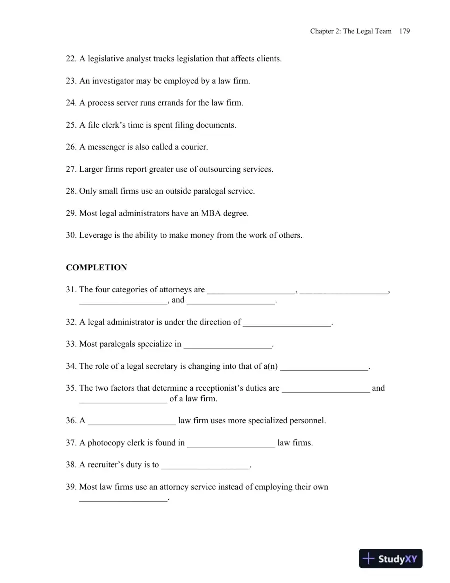 Test Bank For Fundamentals of Law Office Management, 5th Edition, page 10