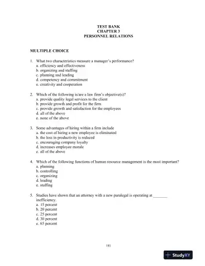Test Bank For Fundamentals of Law Office Management, 5th Edition - Page 12 preview image