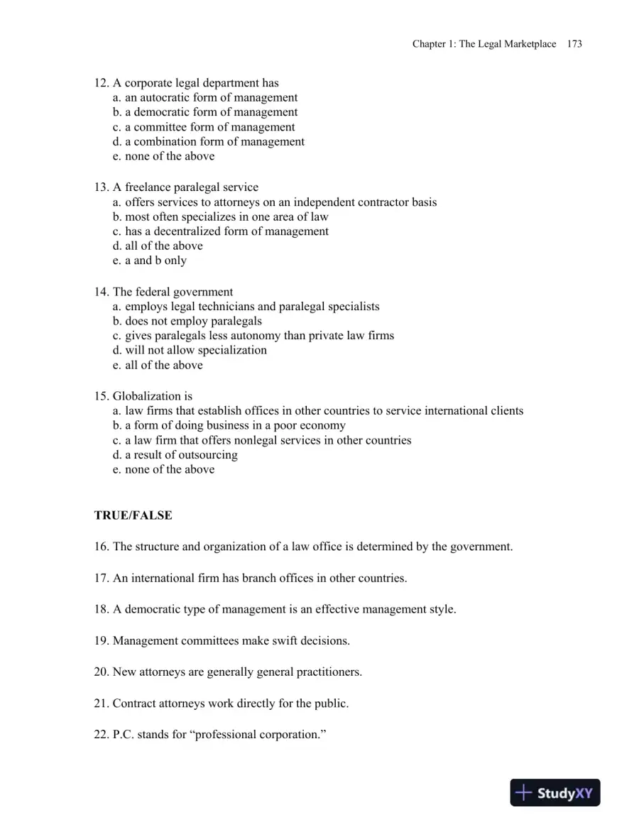 Test Bank For Fundamentals of Law Office Management, 5th Edition, page 4
