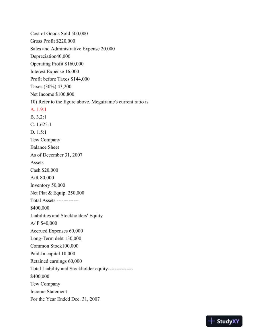 Fin 200 Final Exam 48 Questions, page 4