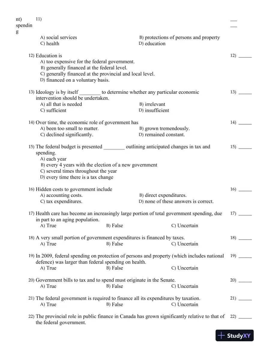 Public Finance in Canada 5th Edition Test Bank, page 3